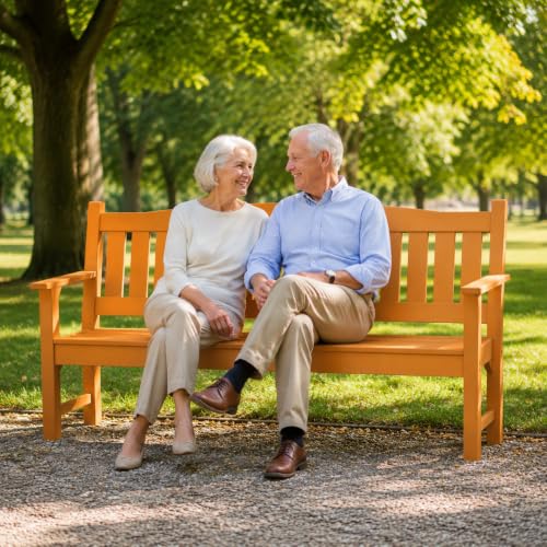 3 Person Poly Lumber Outdoor Bench Weatherproof (Orange / 3-Person)