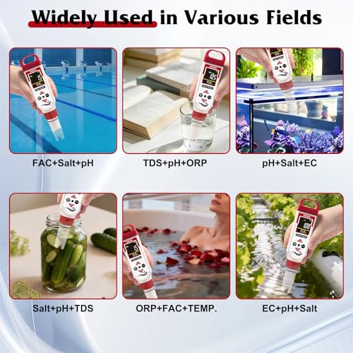 Digital Chlorine Tester Pool Salinity Meter (White Red)