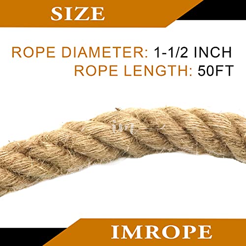 Natural Jute Rope (Natural Jute / 38mm x 50 Ft)