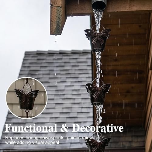 8.5FT Butterfly Rain Chain for Gutters (Butterfly)