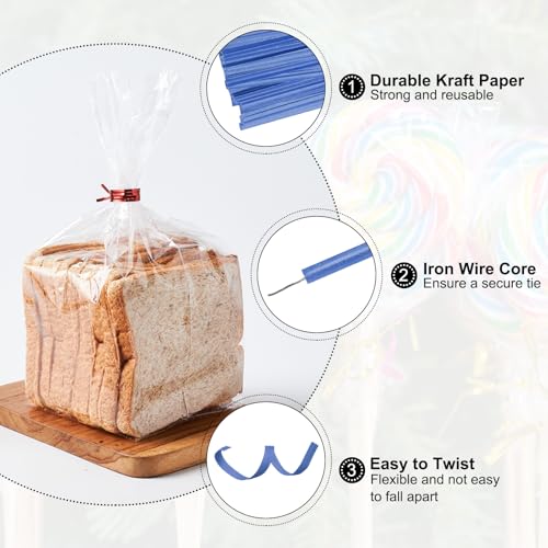 1000pcs Bag Twist Ties 3.5" Reusable Kraft Paper Twist Ties Wire Cable Ties for Party Bread Candy Cake (1000 Count)