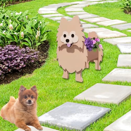 Brown Pomeranian Dog Planter Pots