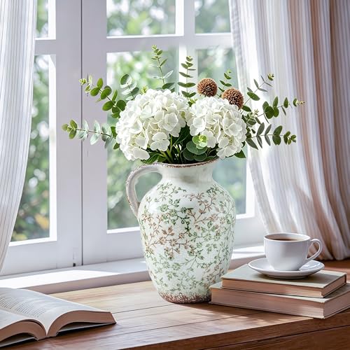 Vintage Ceramic Vase (02-green and Beige-9.7inch)