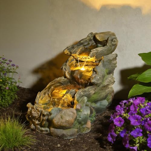 37" L Tree Trunk Outdoor Water Fountain with 3 (37" L)