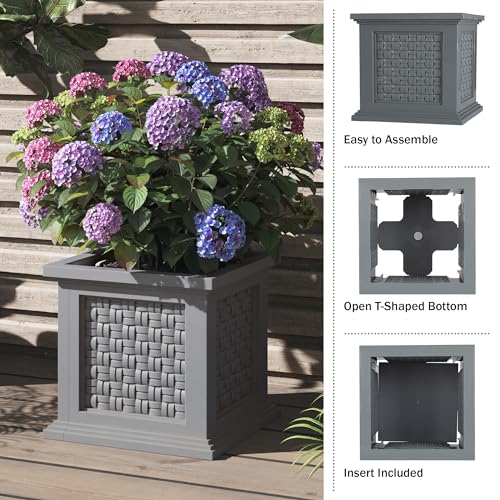 Rattan Style Outdoor Planter Box (Gray)
