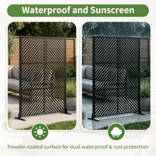 Metal Privacy Screen Outdoor Freestanding (Black / Rectangle B)