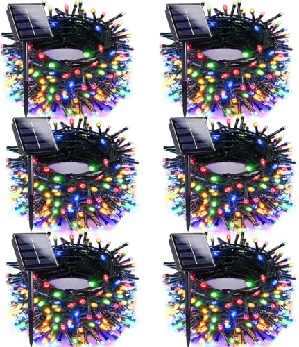 Solar Christmas Lights Outdoor 6 Pack 198FT 600LED String Lights Multicolor (Multicolor / 6 pack)