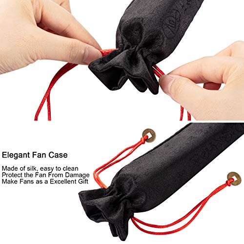 4 Packs Large Folding Hand Fans (Black)