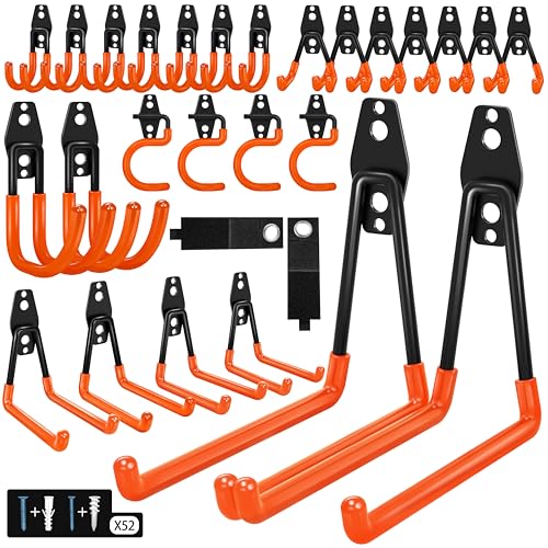 28 Pack Garage Hooks Heavy Duty with Non Slip PVC Coating (Orange / 28pack)