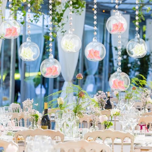 24 Sets Wedding Hanging Glass Globe Hanging Tealight Holder (24 Count)
