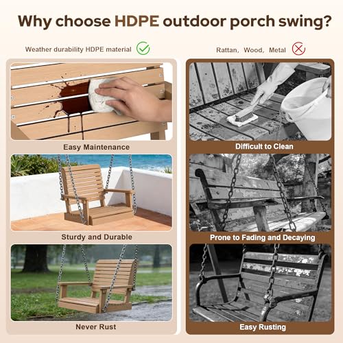 4 FT Single Porch Swing (Natural / 1 Seat)