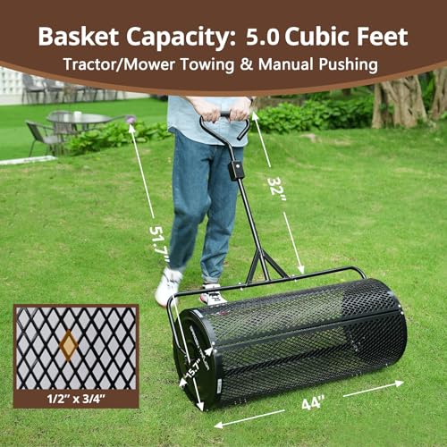 Compost Spreader 44 Inch Towable Peat Moss Spreader (44 Inch)