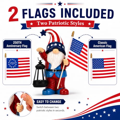 Solar Patriotic Gnome Statue (Patriotic Gnome)