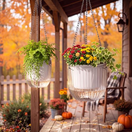 2 Pcs 6.5'' 4.5' Hanging Self Watering Pot for Indoor Plant (Clear / 6.5'' 4.5')
