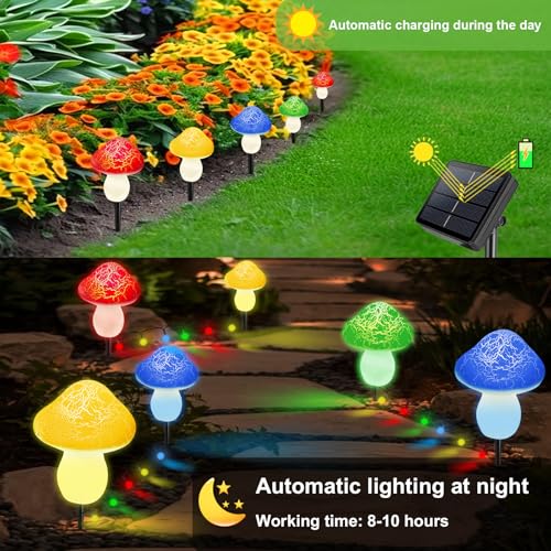 Mushroom Solar Lights Outdoor Decor (8 Count)