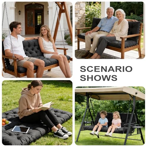 Porch Swing Cushions (Black / 40x 40 inches)
