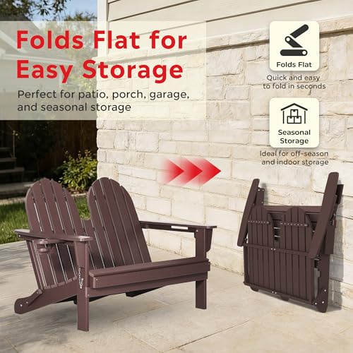 Outdoor Patio HDPE Adirondack Garden Skinny Bench (Dark Brown / 49.5IN)