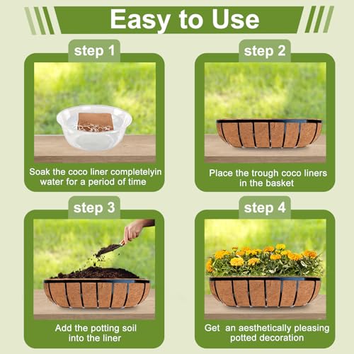 2 Pack 30 Inch Trough Coco Liner for Planters (30 inch-2 Pack)