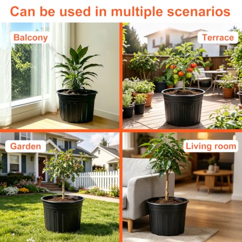 50 Pack 5 Gallon Black Flexible Flower Plant Nursery Pots (5 gallon / 50P)