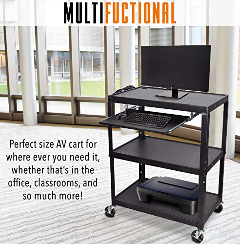 Line Leader Extra Wide Rolling AV Cart (Keyboard Tray / 32" L x 20" D x 42" H)