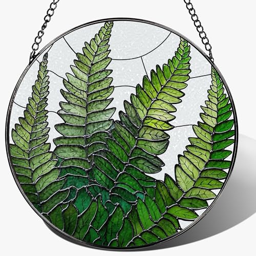 8 Inch Stained Glass Ornament (Fern Plant)