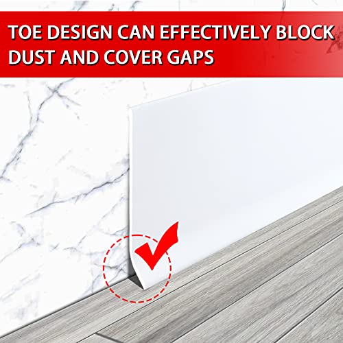 Vinyl Wall Base Rubber Baseboard Molding Trim Self Adhesive 3" Wide (White / 3in x 40ft)