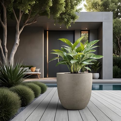 Round Concrete Planter (Weathered Concrete / 18-Inch Dia)