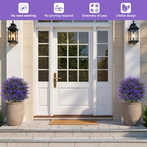 24" 2Pack Faux Boxwood Topiary Ball Trees with Lavender & Spike (Lavender & Boxwood)