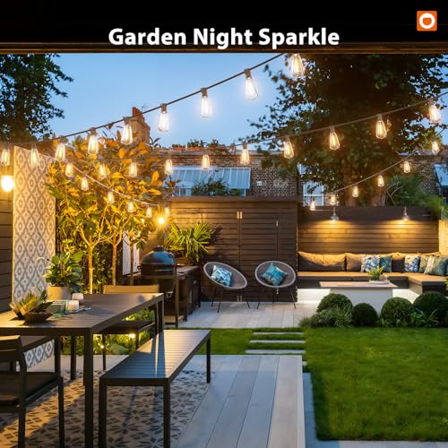 200(50FT*4) Outdoor String Lights with Remote LED Edison Waterproof (Black-Remote / 200FT (45 Sockets))