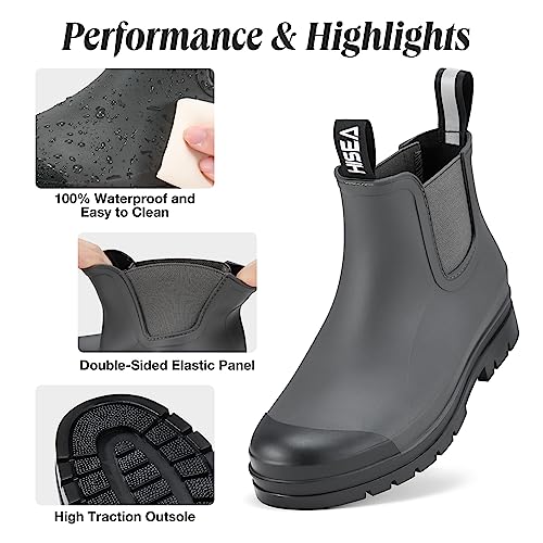 Women's Short Rain Boots Waterproof Ankle Chelsea Boots