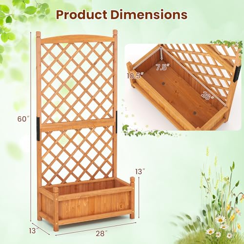 Raised Garden Bed with Trellis Set of 2 (Orange / 28"Lx13"Wx60"H)