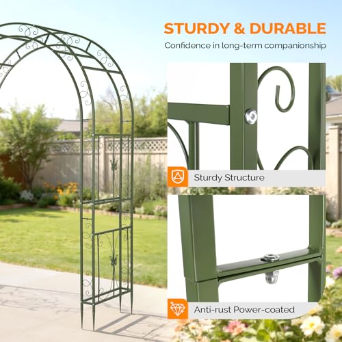 Garden Arbor Arch Archway for Wedding Ceremony Party (Olive Green / 7.9 FT)