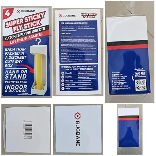 Fly Stick Sticky Fly Traps for Indoors Outdoor 4pk. Non (4pack)