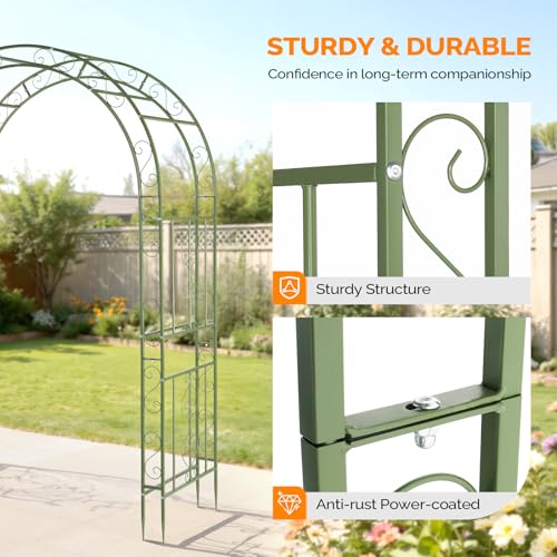 Garden Arbor Double Layer Arch Archway for Wedding Ceremony Party (Olive Green / 7 FT)