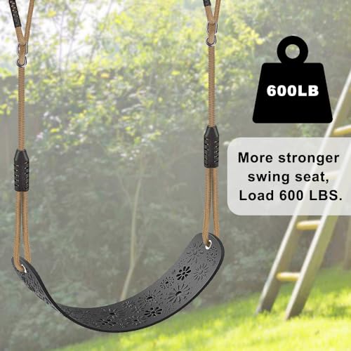 Swing Set Accessories Kids Swing Seat with Adjustable Rope (Black Swing Seat (1 Pack))