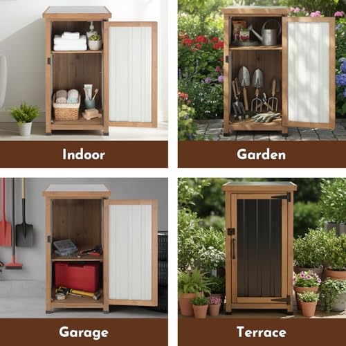 Outdoor Storage Cabinet with Metal Worktop (Black / 18" x 18" x 34")