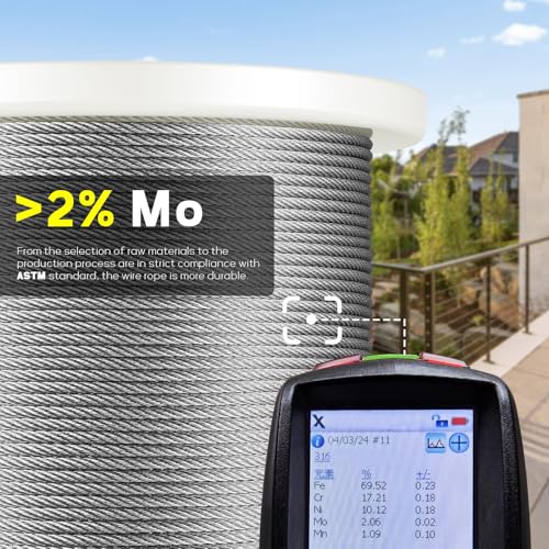 500FT 1 8" T316 Stainless Steel Cable for Railing (500 Foot)