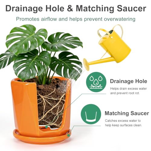 Ceramic Plant Pots Set of 3 (2-orange)