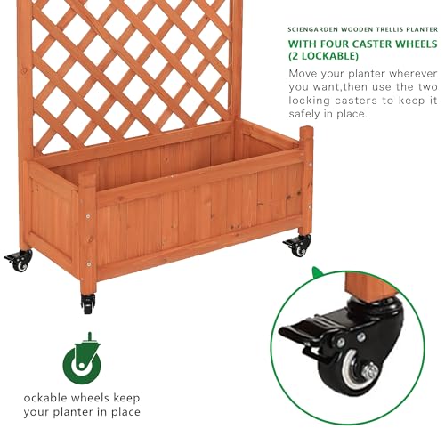 2 Trellis Raised Garden Bed with Wheels (Red Brown / H38 × W28 x D13 in)