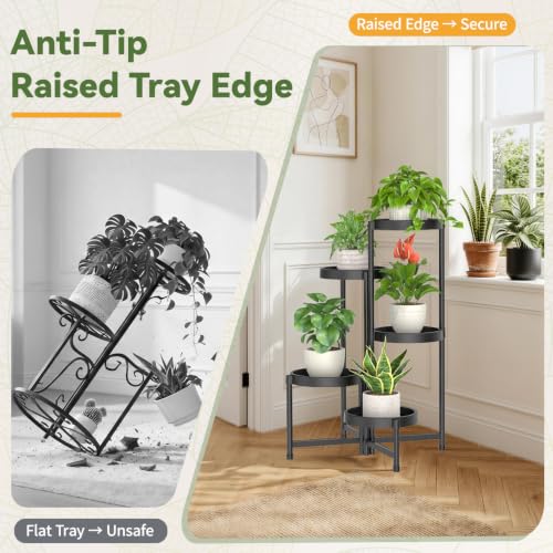 5 Tiered Plant Stand Indoor with Grow Lights (Natural Black with Light / 5 Tier)