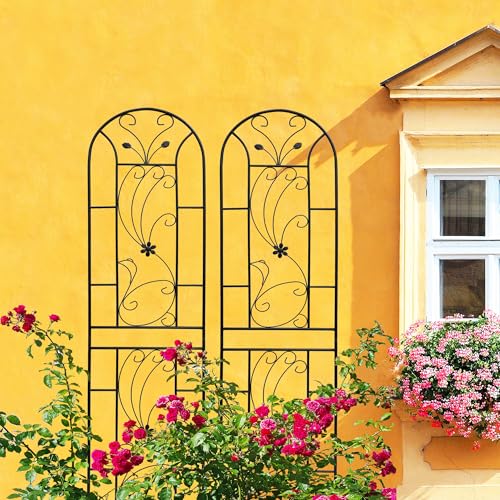 Metal Garden Trellis Rustproof Trellis for Climbing Plants Outdoor Flower Support Peacock Style