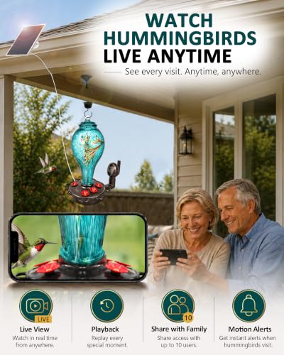 Smart Hummingbird Feeder with Camera for Outdoor Hanging (Blue / X-Large)