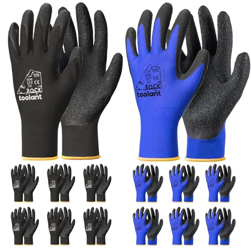 Crinkle Latex Work Gloves (Small / Black & Blue)
