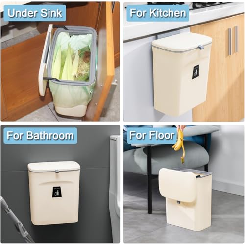 2.4 Gallon Kitchen Compost Bin for Counter Top or Under Sink (Beige)