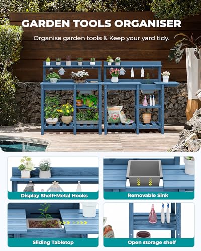 Outdoor Potting Bench Set of 2 with Sink