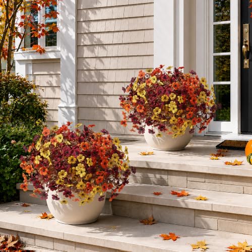 Artificial Fall Flowers Faux Mums (3 Fall Colors)