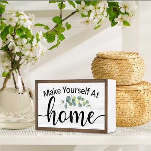 Make Yourself at Home Wooden Box Sign Desk Decor (Make Yourself at Home)