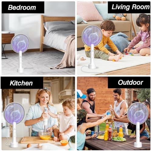 Electric Fly swatter Rechargeable (White-1Pcs)
