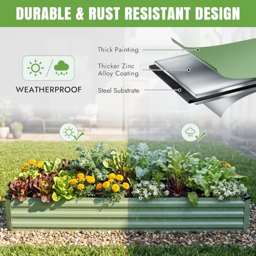 Galvanized Raised Bed (Green / 8x2x1ft(2 pack))