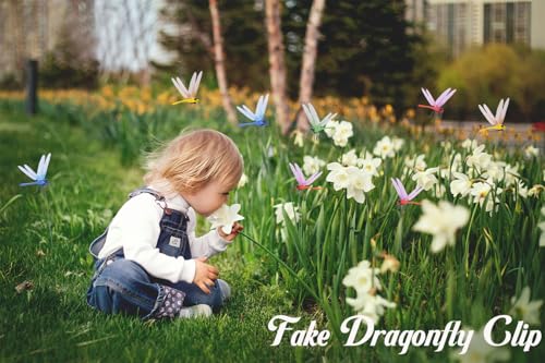 20 PCS 3D Dragonfly Clips Colorful Hat Clip Fake Dragonfly Garden Decor for Patio Outdoor Indoor (20 Count)